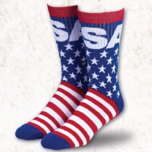 USA Stars & Stripes Socks with Bottom Text
