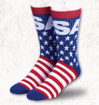 USA Stars & Stripes Socks with Bottom Text