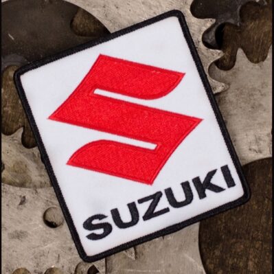 Suzuki Logo Red White Embroidered Iron-On Sew-On Patch