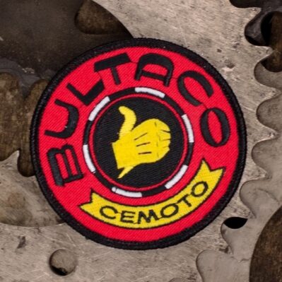 Bultaco Thumbs Up Red with Black Trim Embroidered Iron-On Sew-On Patch