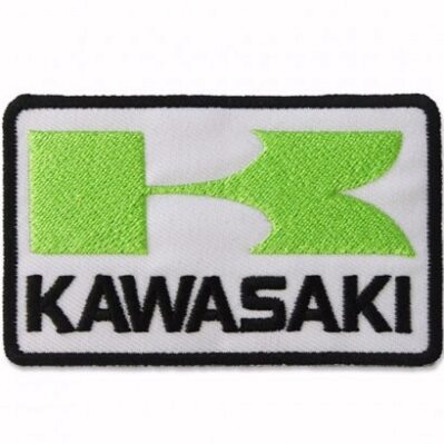 Kawasaki Black Letters Embroidered Iron-On Sew-On Patch