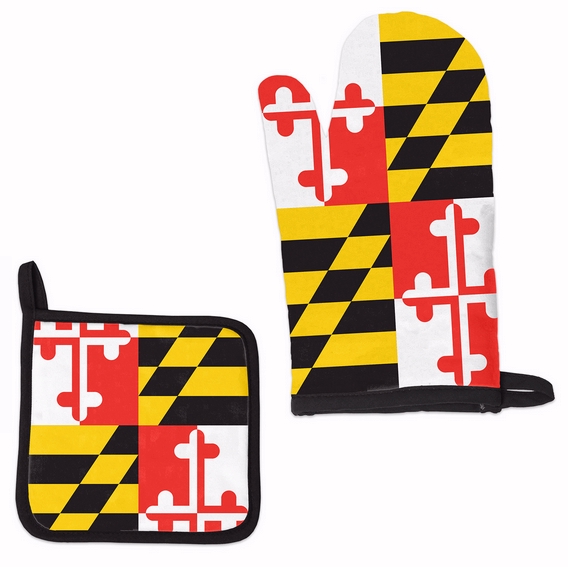 Maryland Flag Kitchen Set Mitten and Pot Holder
