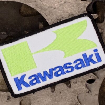 Kawasaki Blue Letters Embroidered Iron-On Sew-On Patch