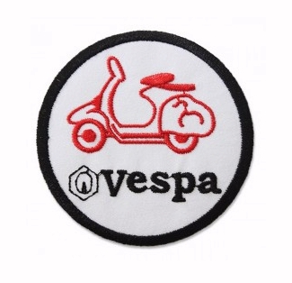 Vespa White Embroidered Iron-On Sew-On Patch