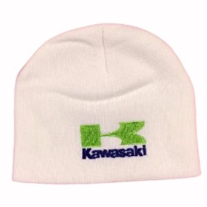 Kawasaki White Embroidered Beanie Cap Hat