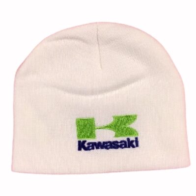 Kawasaki White Embroidered Beanie Cap Hat