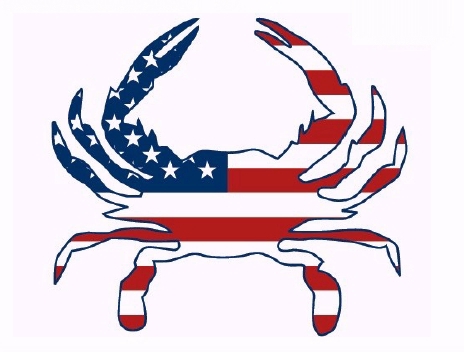 US USA Flag Crab Sticker