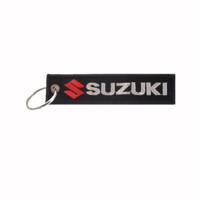 Suzuki Black-Silver Key Chain Fob Embroidered Key Locator