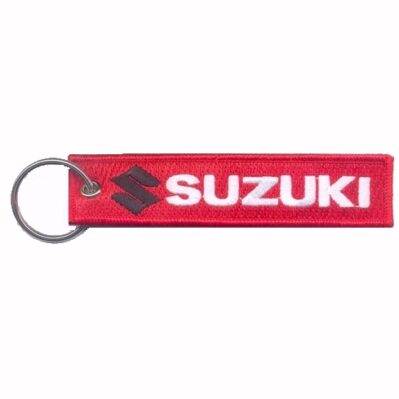 Suzuki Red-White Key Chain Fob Embroidered Key Locator