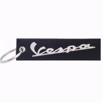 Vespa Black-Silver Key Chain Fob Embroidered Key Locator