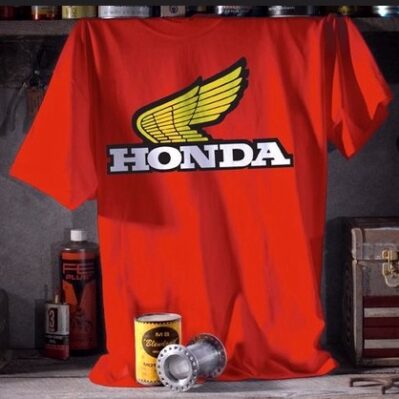 Honda Logo Red with Gold Wing Short Sleeve T-Shirt