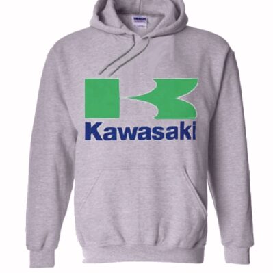 Kawasaki Logo Gray Green-Blue Pullover Hoodie