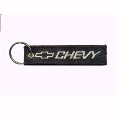 Chevrolet Chevy Black-Silver Key Chain Fob Embroidered Key Locator