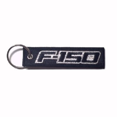 Ford F150 Black-Silver Key Chain Fob Embroidered Key Locator