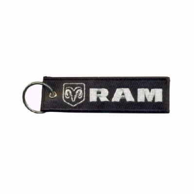 RAM Black-Silver Key Chain Fob Embroidered Key Locator