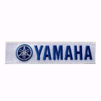 Yamaha White-Blue Text Embroidered Iron-On Sew-On Patch