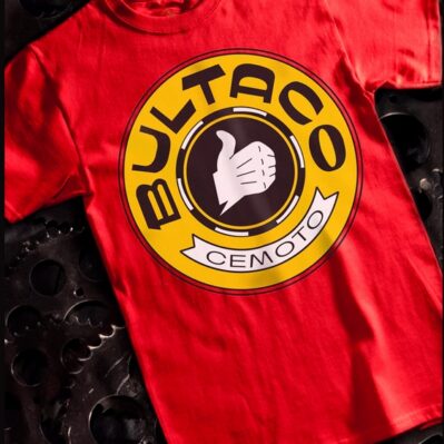 Bultaco Thumbs Up Cemoto Logo Red Short Sleeve T-Shirt