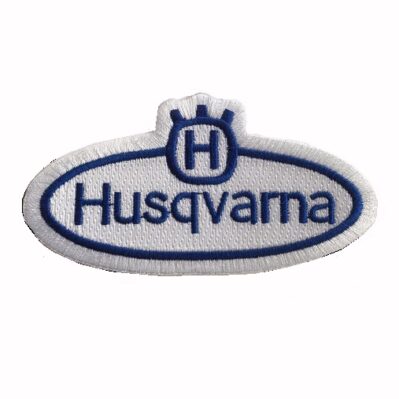 Husqvarna Oval White-Blue Embroidered Iron-On Sew-On Patch