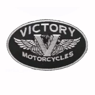 Victory Black-Silver Motorcycle Embroidered Iron-On Sew-On Patch