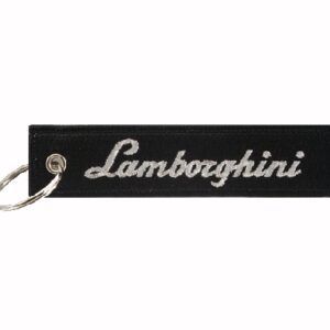Lamborghini Black-Silver Key Chain Fob Embroidered Key Locator