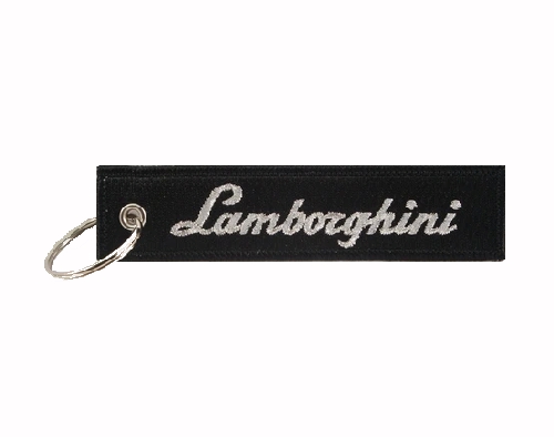 Lamborghini Black-Silver Key Chain Fob Embroidered Key Locator