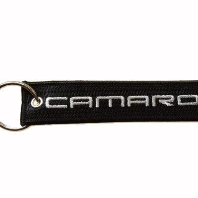 Camaro Black-Silver Key Chain Fob Embroidered Key Locator