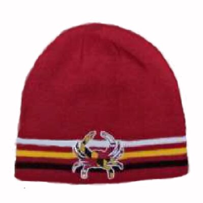 Maryland Embroidered Crab Red Beanie Cap Hat