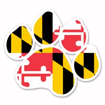 Maryland Flag Dog Paw Car Refrigerator Die Cut Magnet