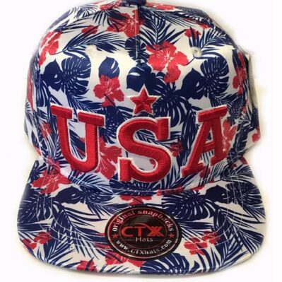 U.S.A. Bright Flower Pattern Cap Hat