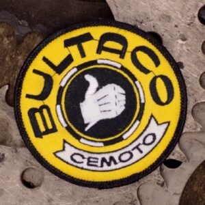 Bultaco Thumbs Up Yellow with Black Trim Embroidered Iron-On Sew-On Patch
