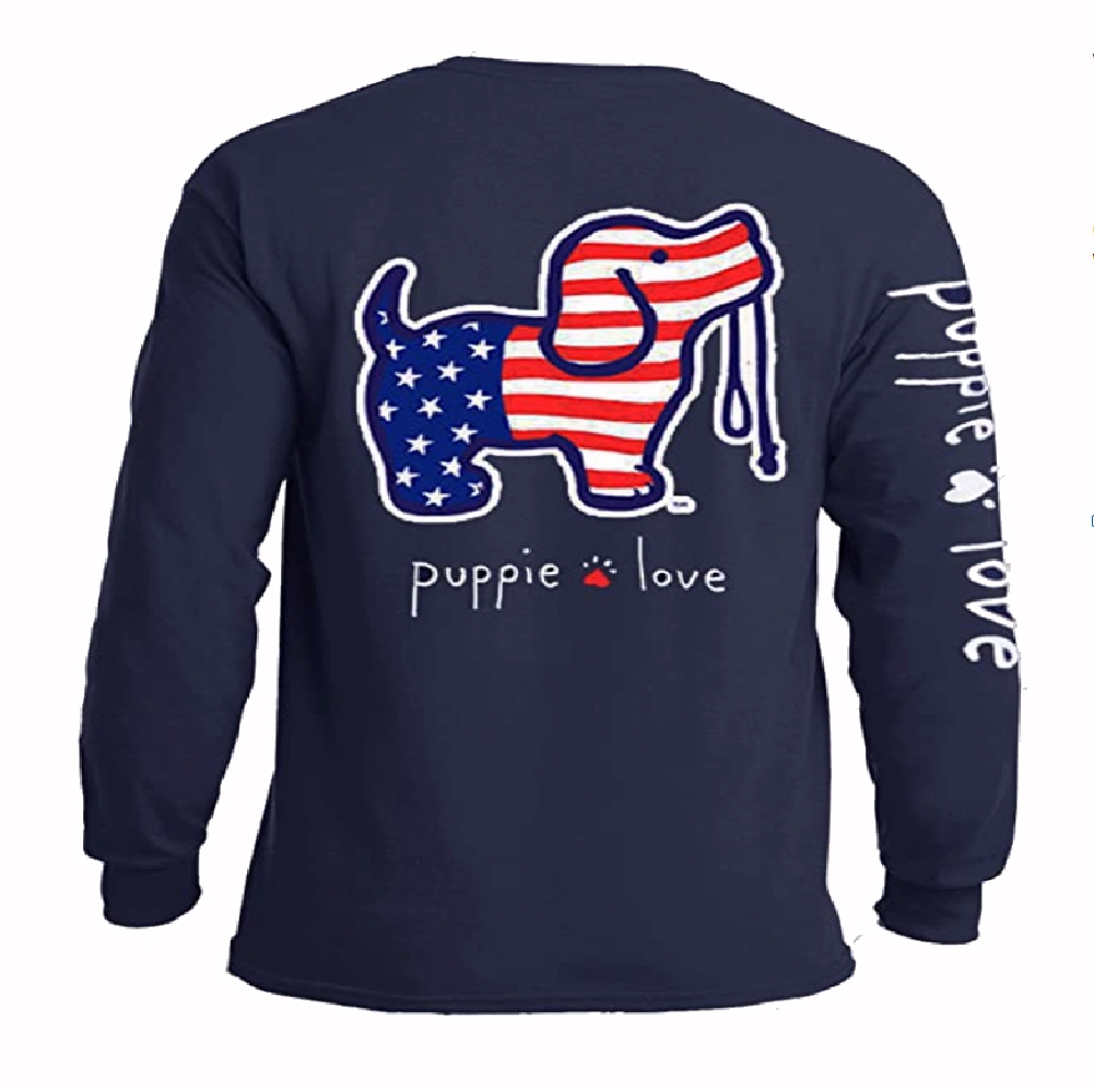 Puppie Love Dog USA Pup Long Sleeve T-Shirt Sweatshirt