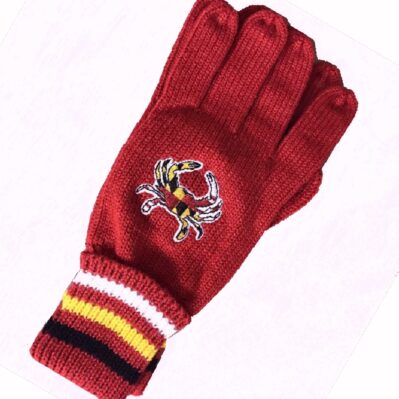 Maryland Embroidered Crab Red Knit Gloves