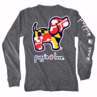 Puppie Love Dog Maryland Pup Heather Long Sleeve T-Shirt Sweatshirt
