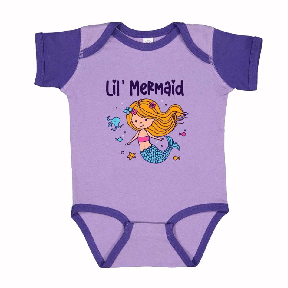 Lil Mermaid Baby Infant Jersey Romper One-Piece Bodysuit
