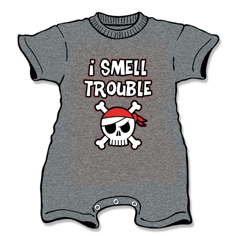 I Smell Trouble Pirate Baby Infant Jersey Romper One-Piece Bodysuit