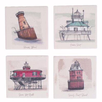 Chesapeake Light Houses Ceramic Coaster Set