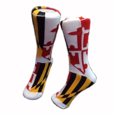 Maryland Flag White Crew Dress Socks