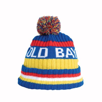 Old Bay Stripe Pom Beanie Cap Hat