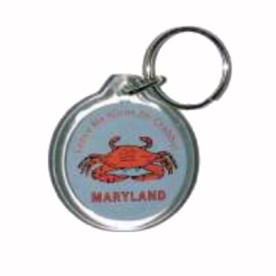 Maryland Crab Lucite Round Key Ring Keychain