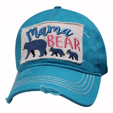 Mama Bear and Her Cubs Distressed Style Cap Hat