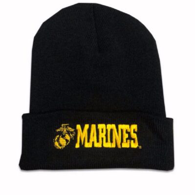 U.S. Marines USMC Emblem Black Cuffed Beanie Cap Hat