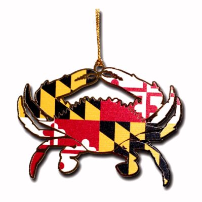 Maryland Flag Crab Brass Holiday Tree Ornament