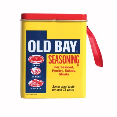 Old Bay Can Tin Metal with Working Lid Holiday Tree Ornament
