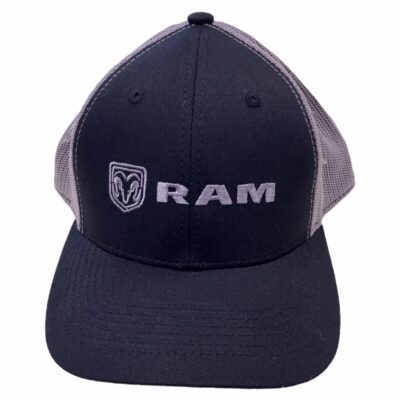 RAM Black Embroidered Mesh Back Cap Hat
