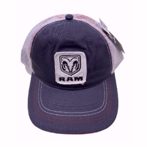 RAM Patch Navy Grey with Red Trim Mesh Back Cap Hat