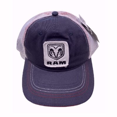 RAM Patch Navy Grey with Red Trim Mesh Back Cap Hat