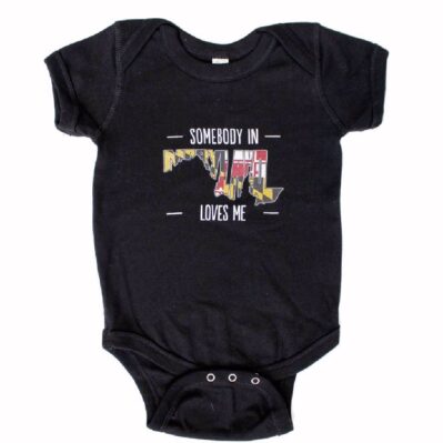 Somebody in Maryland Loves Me Black Baby Infant Jersey Romper One-Piece Snap Bodysuit