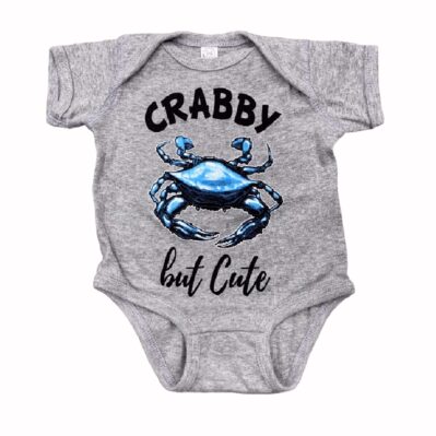 Crabby But Cute Baby Gray Infant Jersey Romper One-Piece Snap Bodysuit
