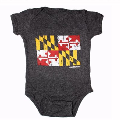 Maryland Flag Smokey Grey Baby Infant Jersey Romper One-Piece Snap Bodysuit