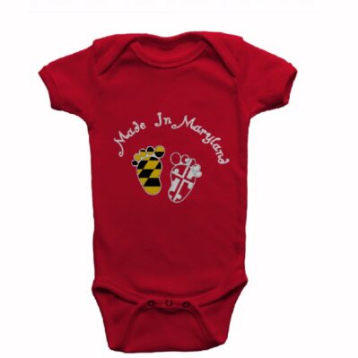 Made in Maryland Red Baby Infant Jersey Romper One-Piece Snap Bodysuit